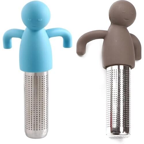 Silicone Little Man Shaped Tea Strainer Filter Loose Leaf Tea Brewing Infuser Reusable Coffee Tools Kitchen Accessories