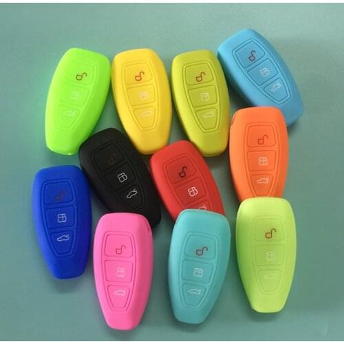 Silicone Car Key Fob Case Cover Holder Accessories for Ford Mondeo Focus Fiesta Kuga C-Max S-Max MK3 3button key