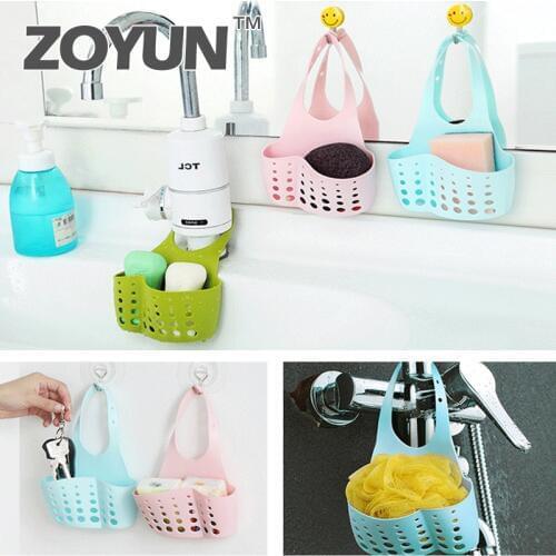 Kitchen supplies racks sink storage basket drain storage rack bathroom storage box adjustable buckle hanging faucet sponge
