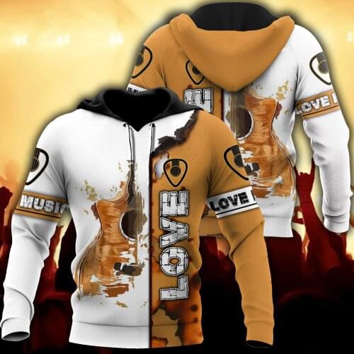 3D Hoodie Love Rock Music All Over Printed For Men/Women Sweatshirt Spring/Autumn Casual Pullover Zipper Unisex Streetwear