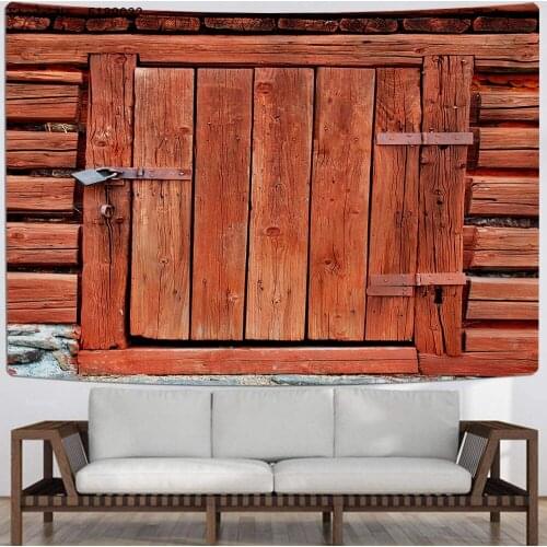 Vintage Tapestry Wooden Door 3D Print Background Cloth Antique Door Brown Wall Hanging Bedroom Tapestry Wall Tapestry Dropship