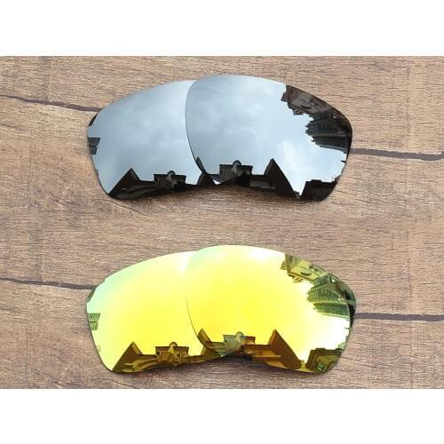 Vonxyz 2 Pairs Chrome Mirror & 24K Mirror Polarized Replacement Lenses for-Oakley Scalpel Frame