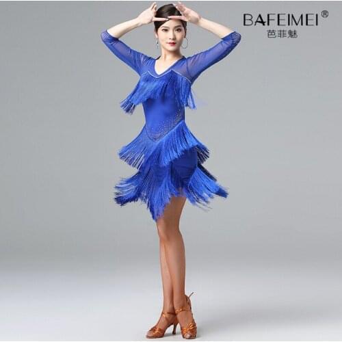 2021NEW Latin Dance Competition Dresses Women Salsa Samba Dress Girls Dance Costume 7011