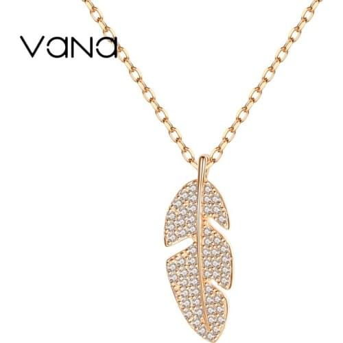 VANA Leaf Necklace for Women 925 Sterling Silver Necklace Set with 5A Cubic Zirconia Gift for Girlfriend Wife