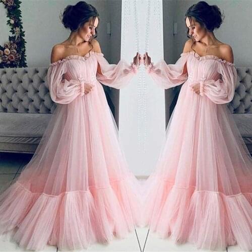 Evening Dresses Womens Floral Lace Long Sleeves Off Shoulder Wedding Party Dress Sweetheart Formal Prom Dress Robe De Soiree