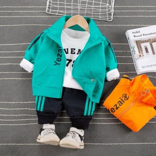 2021 Spring Autumn Fashion Toddler Baby Girls Boys Clothes Set Cartoom Coat+Shirt+Pant 3pcs Suit Clothing Infant Tracksuits