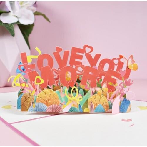 5pcs 15*20cm Origami 3D Pop UP Love You Greeting Card Invitation For Valentines Day Wedding Xmas Party Souvenirs Gift