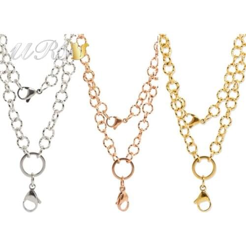 5pcs/lot 24''(60cm) 7.0mm Silver color/rose gold/gold 316L stainless steel Pendant Necklace Knurling Circle Chain Wholesale