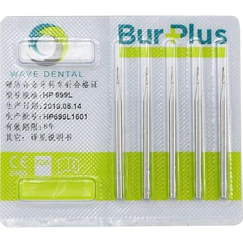 5pcs Wave Dental Tungsten Carbide Long Bur Taper Fissure HP699L# Surgical 44.5mm