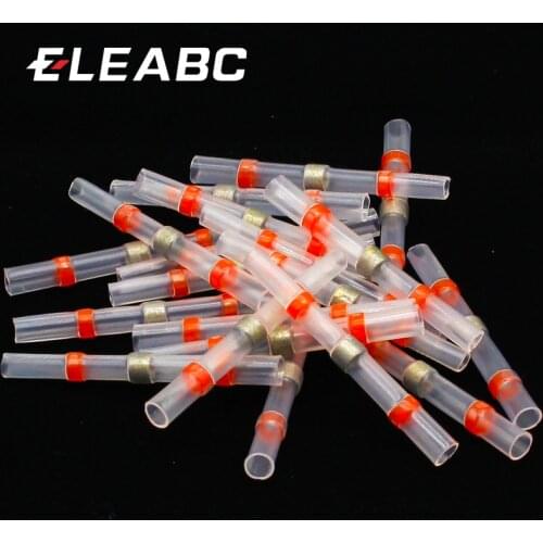 50pcs Seal Heat Shrink Butt Wire Connectors Terminals AWG22-18 Red Solder Sleeve Waterproof