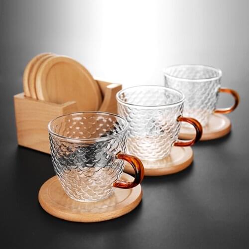 6pcs/set Wood Coaster Drink Coffee Cup Mat Easy to Clean Placemats Round Tea Pad Table Pad Holder Tableware Kitchen Accessories