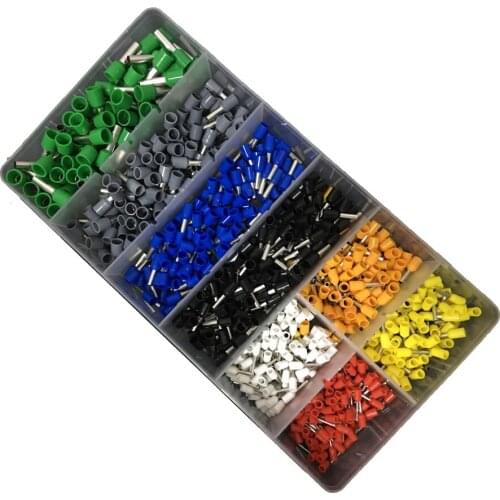 800pcs Tubular wire connector 22-10AWG 0.5-6mm2 wire terminals crimping plier cold pressed pre-Insulated Ferrules Terminal sets