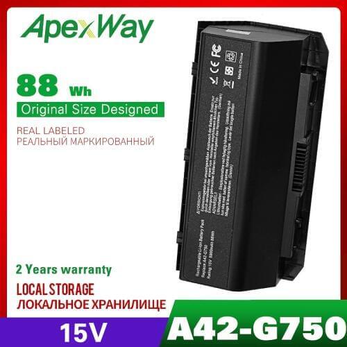 ApexWay 15V 88WH Laptop Battery A42-G750 for ASUS G750 G750J G750JH G750JM G750JS G750JW G750JX G750JZ Series 5900mAh