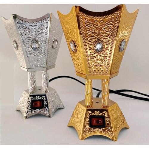 Arabian Metal Electric Incense Burner Islamic Style Incense Bakhoor 220V Aroma Burner Arab Censers Evaporator Air Fresheners