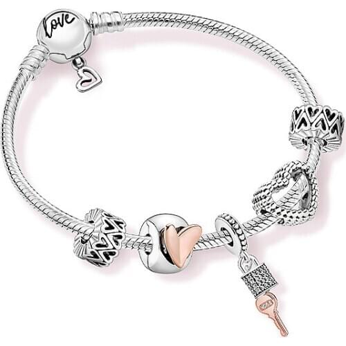 100% 925 sterling silver Spring new love key confession valentines day Pan bracelet factory wholesale female