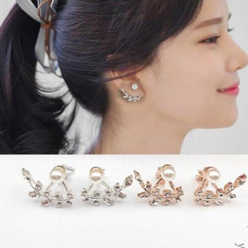 Grace Jun New Design Cute Leaf Shape Simulated Pearl Clip on Earrings Non Piercing for Women No Ear Hole Earirngs Korea Style
