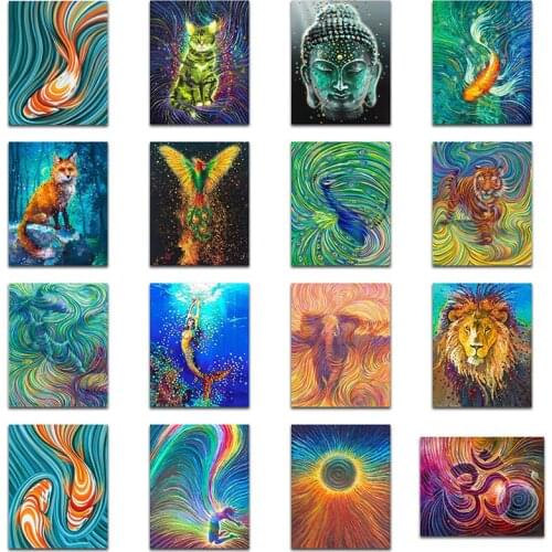 Diamond mosaic Animal fish cat buddha fox tiger 5D DIY Diamond embroidery elephant Full Diamond painting Cross stitch lion bird