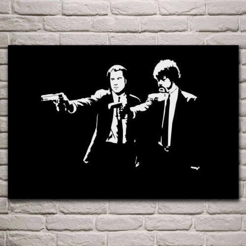 Pulp Fiction Samuel L Jackson Travolta black monochrome living room decoration home wall art decor wood frame poster KA210