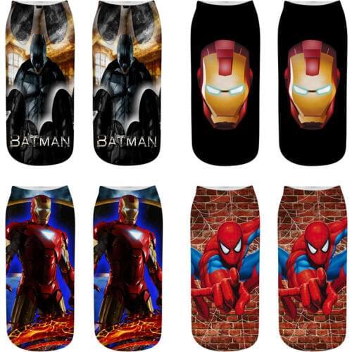 Children Short Socks Mavel Spiderman Hero Anime Print Socks For Boys Cartoon Men And Women Ankle Socks Funny Creative Socks