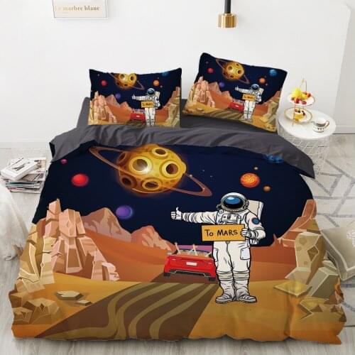 Cartoon Childrens Bedding set for kids baby girls Duvet cover set pillow case Bed linens Quilt cover 135 140x200 Space golden