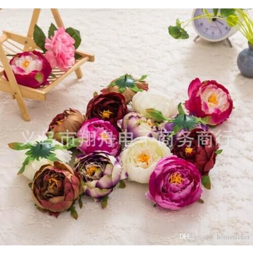 Dia 10cm Artificial Fabric Silk Peony Flower Head For Wedding Decoration Arch Flower Arrangement DIY Material Supplies