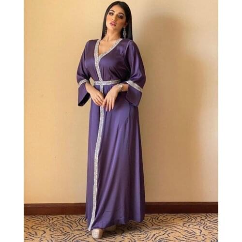 Dubai Long Dress Loose Diamond Full Sleeve Islamic Arab Muslim Pakistan Pakistan Pakistan Abaya Dress Morocco Ramadan Eid Party