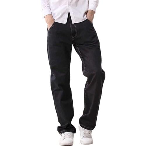 Spring Autumn Straight Loose Baggy Jeans Men Denim Pants Cotton Plus Size Black Jeans Casual Life Trousers Joggers Man Clothes