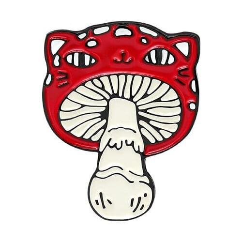 Cute Mushroom Enamel Pin Custom Animal Plant Cat Face Brooch Bag Clothes Lapel Pin Badge Cartoon Jewelry Gift for Kids Friends