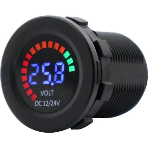 Hot Sale Voltmeter Portable Delicate Design 3 Digit Voltmeter Volt Gauge with Low Voltage Alarm for 12-24V Car Boat Truck