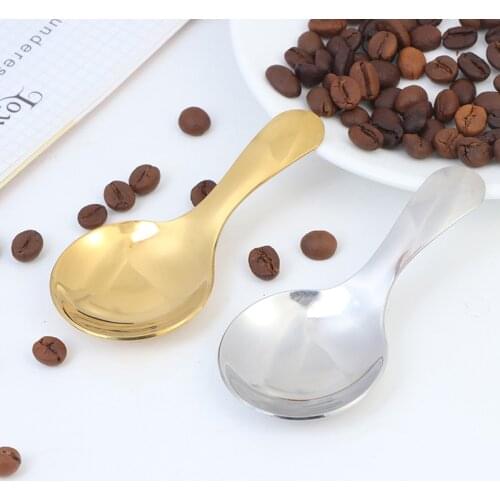 1Pc Cute Stainless Steel Spoon Short Handle Gold Tea Coffee Spoon Kids Spoon Kitchen Condiment Spice Scoop