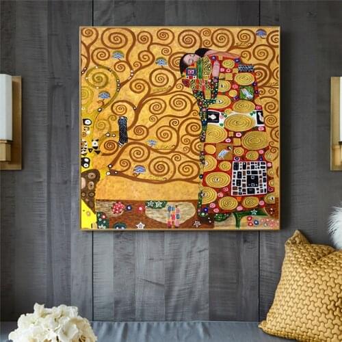 Fulfillment By Gustav Klimt Reproduction Oil Painting on Canvas Art Posters and Prints Scandinavian Wall Picture for Living Room