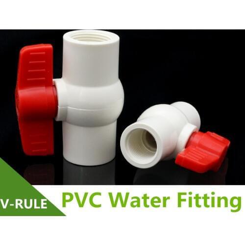 20/25/32/40/50/63/75/90/110mm Female Ball Valve PVC Pipe Fittings Plumbing Water Tube Connector