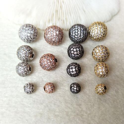 5 Pieces Micro pave CZ zircon clear crystal Connector round Beads for DIY Making Bracelet necklace Jewelry Finding BD322