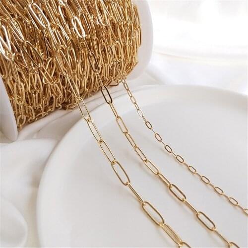 14K Gold Filled Square chain Oval O chain DIY bracelet necklace material jewelry loose chain accessories