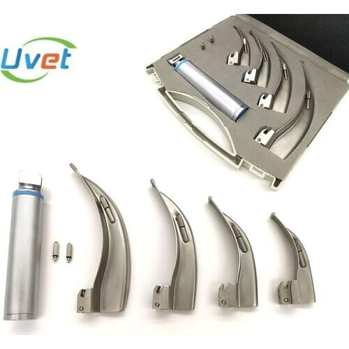 Uvet Adult child laryngoscope LED light titanium steel tracheal intubation laryngoscope set 4 blades