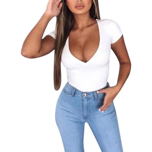 Summer Fashion Womens Shirt Solid Short Sleeve V-Neck Tops Summer Ladies Long Tight Bottom Shirt Pullover