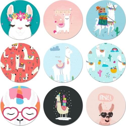 Cartoon Lama Alpaca Cute Icons Pins Badge Decoration Brooches Metal Badges For Backpack Decoration 58mm