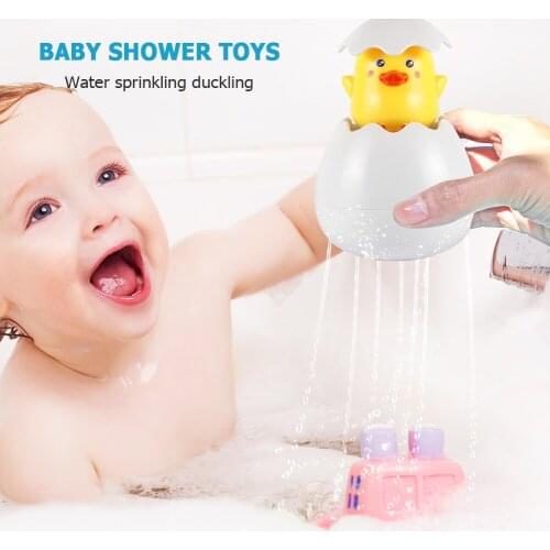 Cartoon Sprinkler Penguin/Duck Egg Splashing Toy Cute Funny Plastic Water Spray Game Baby Bath Toy Bathtub Floating Duck Toy