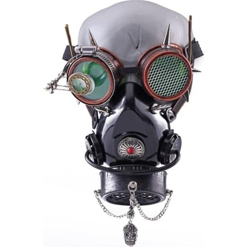 Halloween Steampunk Mask Goggles Set Anime Cosplay Fashion Popular Antlers Glasses Retro Masks With Skull Chain Carnival Party