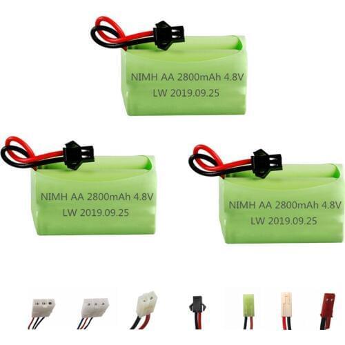 4.8v 2800mah NiMH Battery For Rc toys Cars Boats Tanks Robots 4.8v Rechargeable Battery AA Battery Pack 3Pcs For RC gun