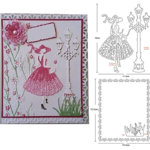 New metal cutting dies cut die mold Woman Lamp Lace Frame Decoration Scrapbook paper craft knife mould blade punch stencils dies