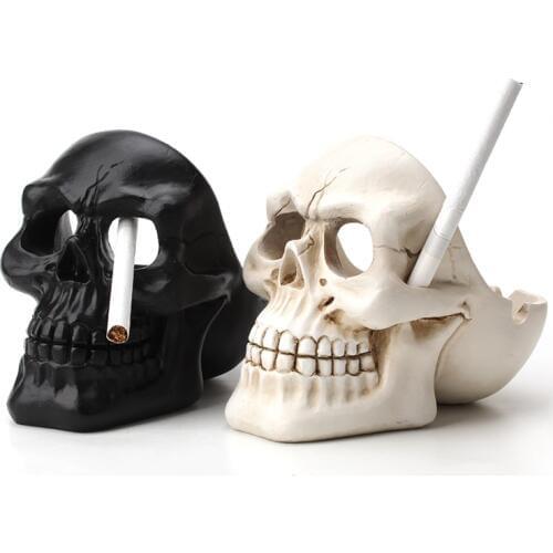 Skull Ashtray Tobacco Ash Box Sculpture Statue Cigarette Ash Container Skull Home Office Bar Resin Ornament Crafts Decoration
