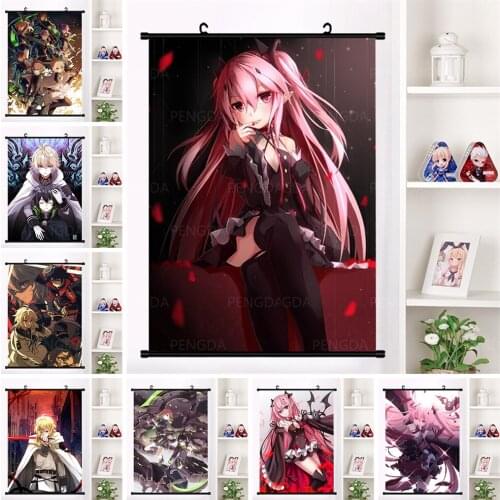 Plastic Scroll Canvas Picture Decoration Girl Hanging Poster Anime Cartoon Painting Home Modern Living Room Wall Art HD Prints