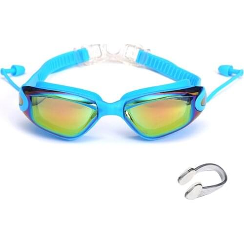 Professional Swimming Goggles Swimming Glasses Nose Clip Electroplating Waterproof Silicone Swimming Glasses Men and women