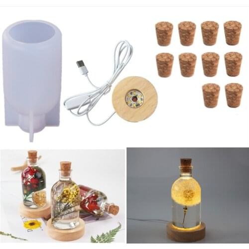 Transparent Silicone Mould Dried Flower Resin Decorative Craft DIY led light lamp holder bottle Mold epoxy resin molds for jewel