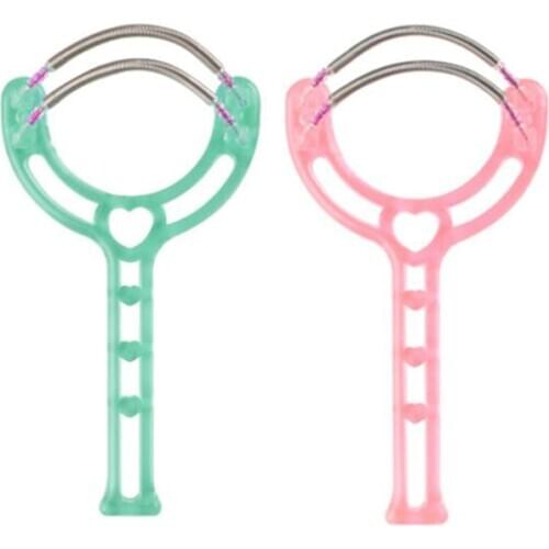 Hair Removal Spring with Handle, Spring Facial Hair Remover, Removes Hair from Upper Lip, Chin, Cheeks and Neck, Pink, Green