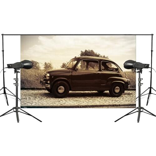 Retro Background Vintage Car Parked on the Roadside Studio Photography Background Retro Scene Background 150x220cm