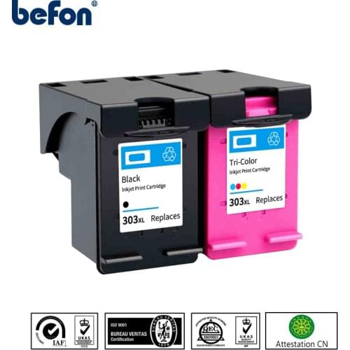 Befon 303 XL Ink Cartridge Replacement for HP 303 303XL Envy Photo 6220 6222 6230 6232 6252 6255 6234 7130 7134 7830 Printer