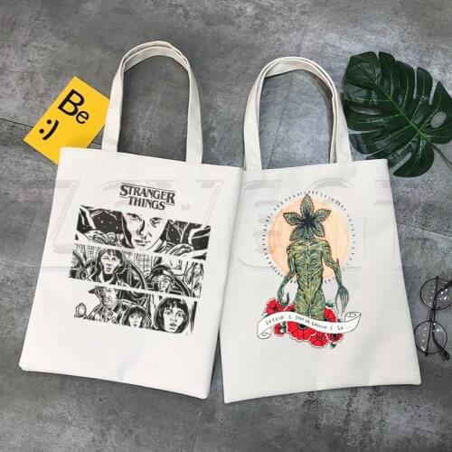 Stranger Things Season 3 Eleven Upside Down Graphic Hipster Cartoon Print Shopping Bags Girls Fashion Casual Pacakge Hand Bag