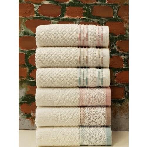 Turkish Pure %100 Cotton (6*50x90Cm) Super Absorbent Towel Set 6 Pieces Soft 2021 White Home Textile